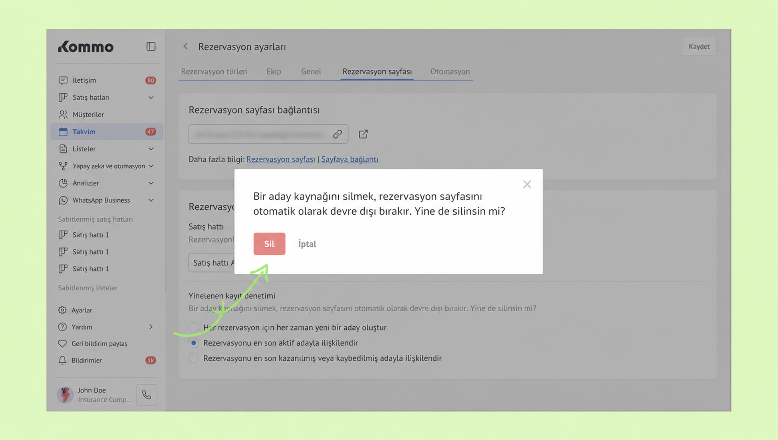Confirmation dialog asking to delete a candidate source in reservation settings.