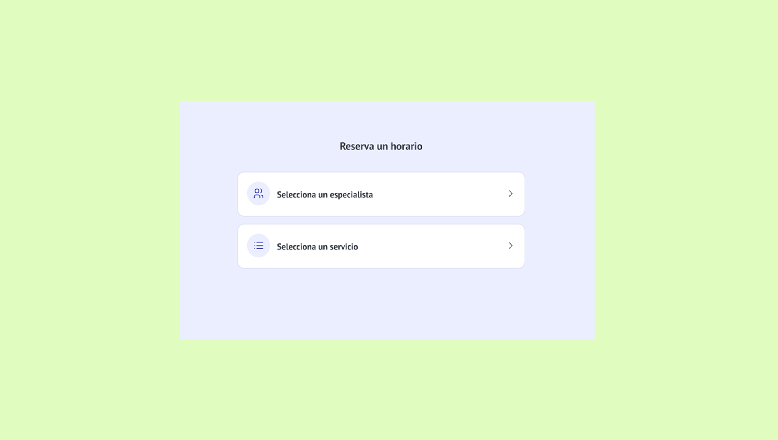 Interface for scheduling appointments with options to select a specialist and service.