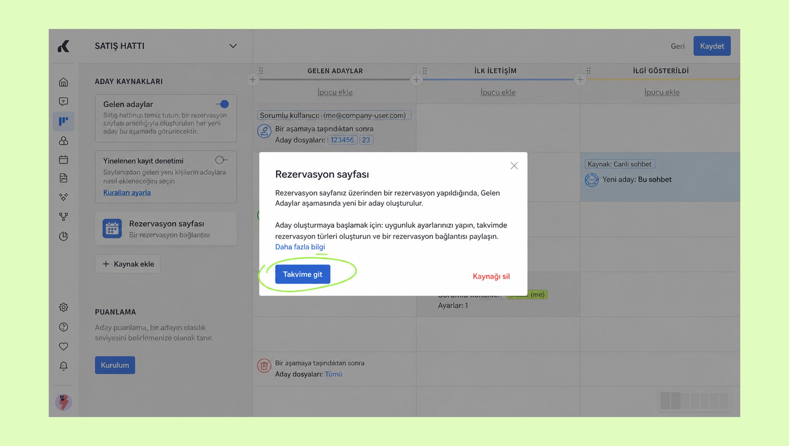 Reservation page showing options to create and manage candidate entries effectively.