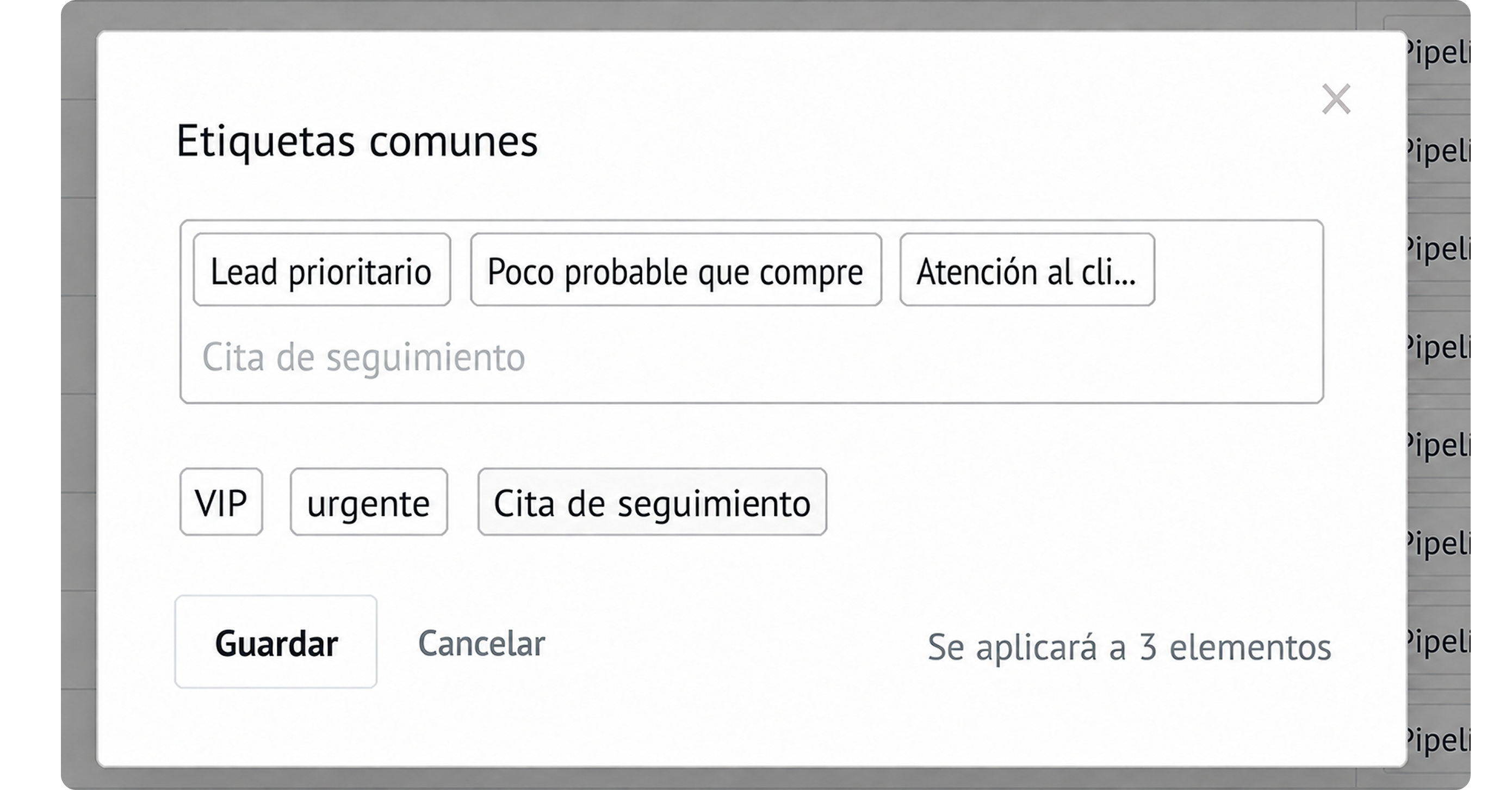 Common tags for leads including priority, follow-up, and urgency options displayed.