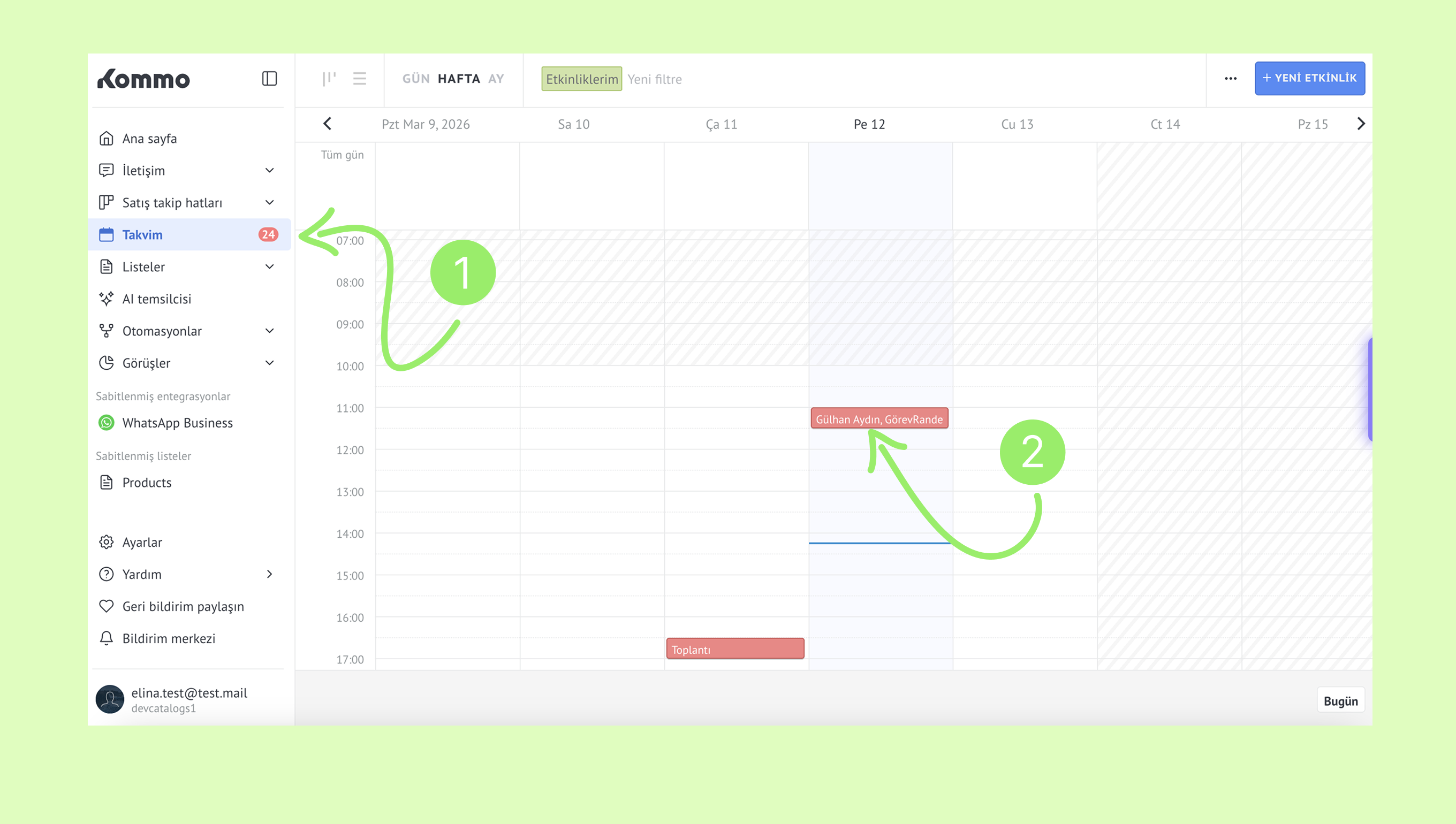 Calendar view showing scheduled events and highlighted tasks for March 9, 2026.