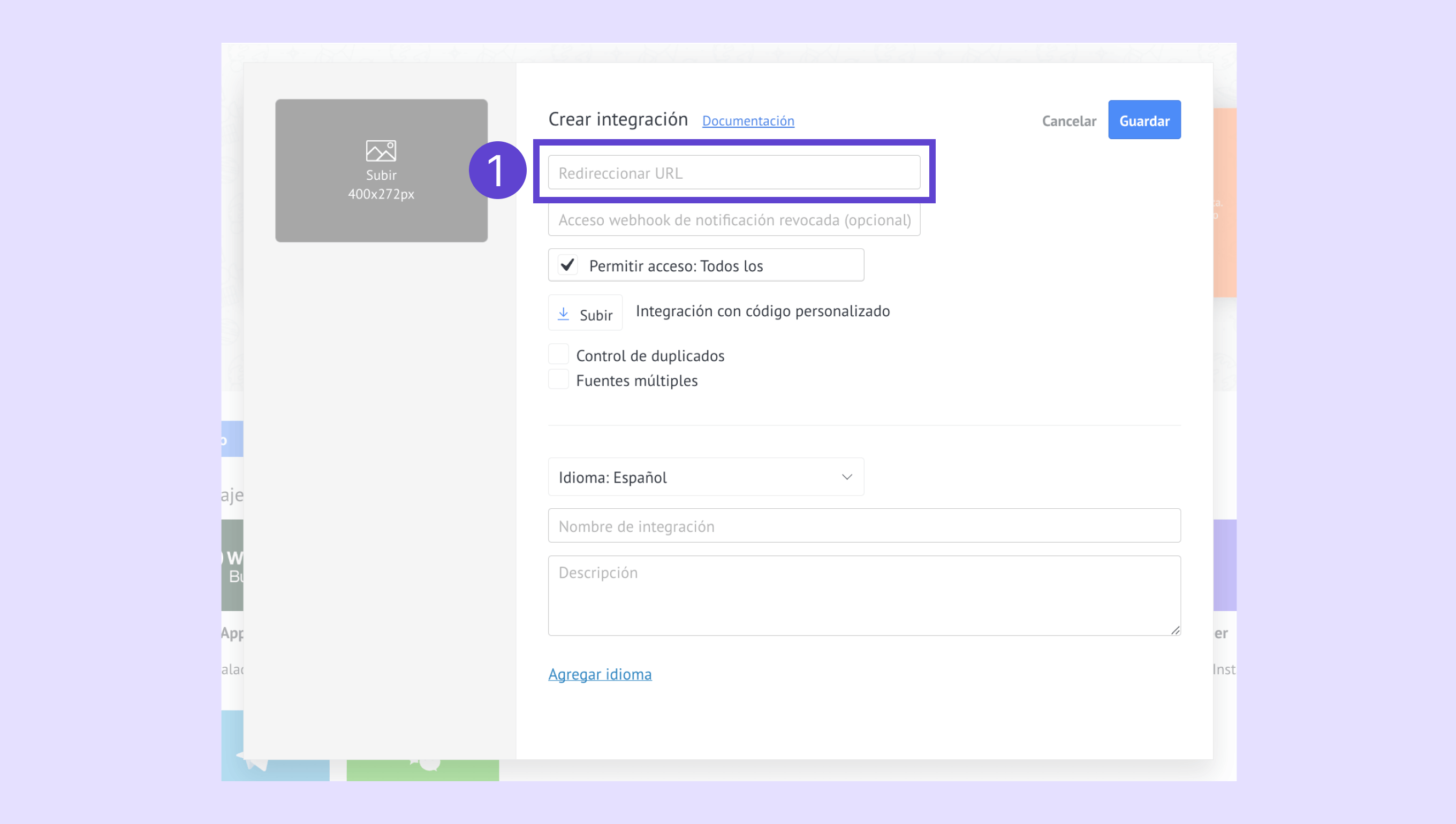Creating integration with URL redirection and access settings in a web application.